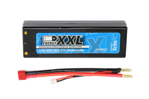 energyXXL Performance Lithium Polymer Battery Pack 40C 2S 7.4 V / 6000 mAh/ Hardcase/ 4mm Goldplugs/