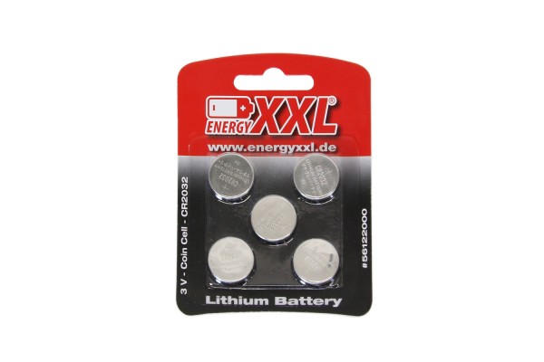 energyXXL Knopfzellen Lithium CR2032 3V 5 Stück