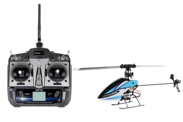 XciteRC Flybarless 245 Trainer RTF 2.4 GHz 4 Kanal Hubschrauber blau/weiß mit 6S Profi 6 Kanal Sende