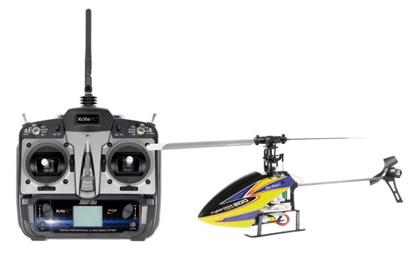 XciteRC Flybarless 200 Trainer RTF 2.4 GHz 4 Kanal Hubschrauber gelb/blau mit 6S Profi 6 Kanal Sende