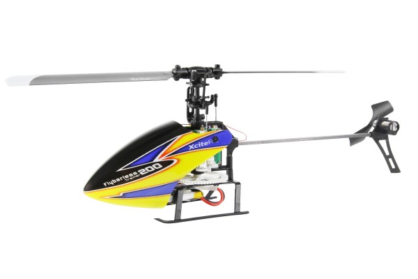 Flybarless 200 Trainer Single Blade - 4 Kanal ARTF Hubschrauber, gelb/blau